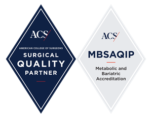 logo designating accreditation by ACS as a surgical quality partner for Metabolic and Bariatric surgery