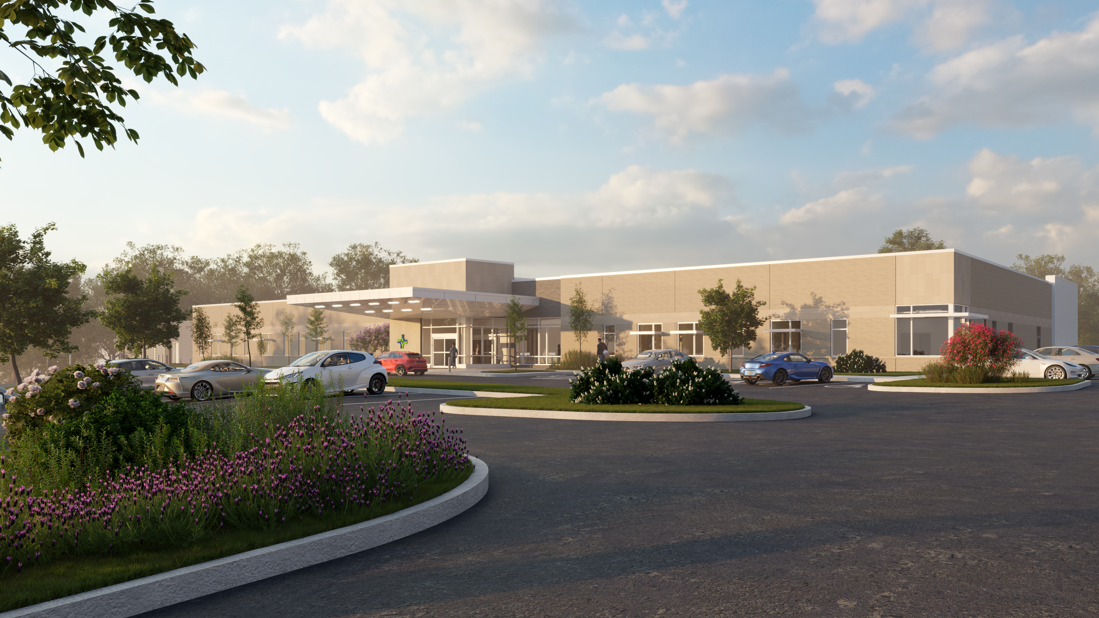 Rendering of the exterior of the Paducah Cancer Center